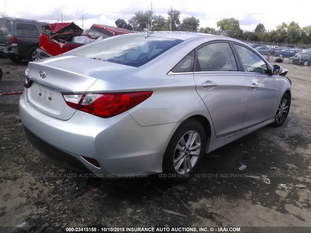 5NPEB4AC9EH836741 - 2014 HYUNDAI SONATA GLS SILVER photo 4