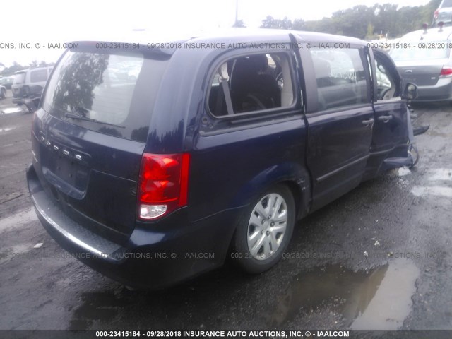 2C4RDGBG5FR725364 - 2015 DODGE GRAND CARAVAN SE BLUE photo 4