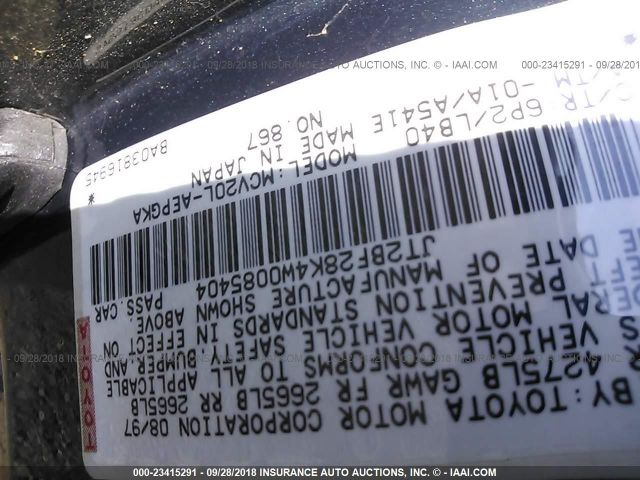 JT2BF28K4W0085404 - 1998 TOYOTA CAMRY LE/XLE Yaşıl foto 9