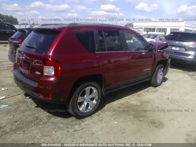 1C4NJDEB6CD572997 - 2012 JEEP COMPASS LATITUDE 红色 照片 4