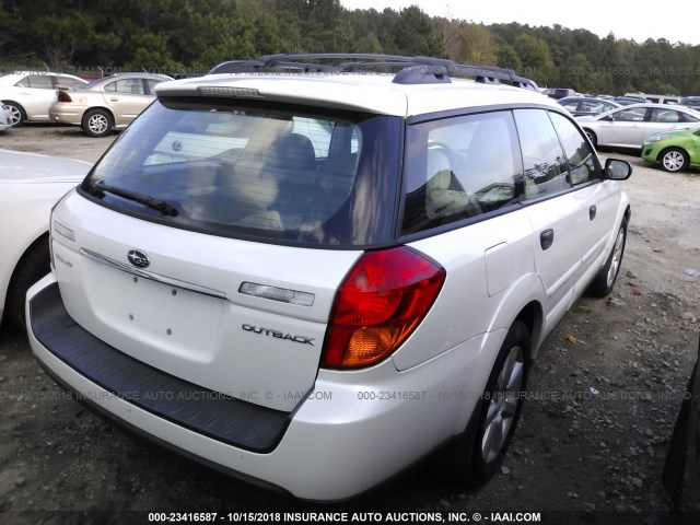 4S4BP61C877341403 - 2007 SUBARU LEGACY OUTBACK 2.5I WHITE photo 4