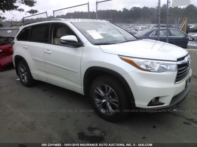 5TDJKRFH2FS158491 - 2015 TOYOTA HIGHLANDER XLE WHITE photo 1