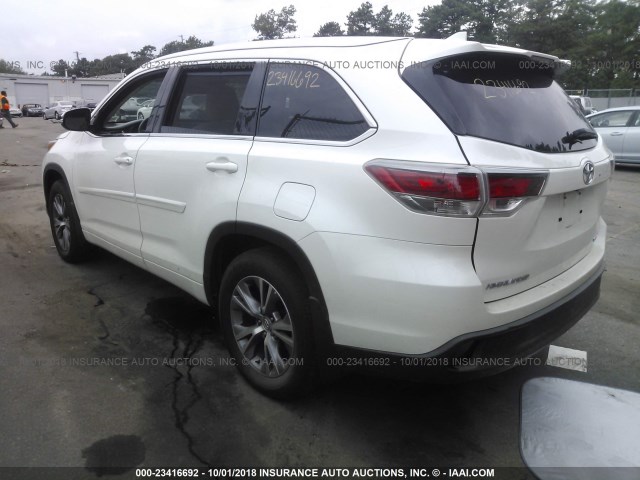 5TDJKRFH2FS158491 - 2015 TOYOTA HIGHLANDER XLE თეთრი ფოტო 3
