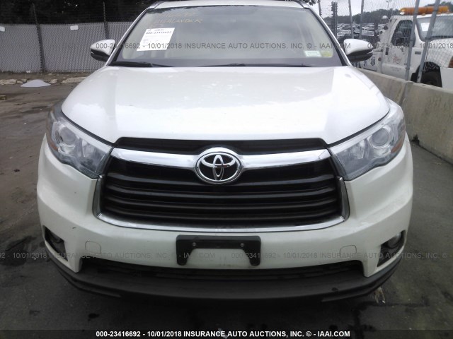 5TDJKRFH2FS158491 - 2015 TOYOTA HIGHLANDER XLE WHITE photo 6