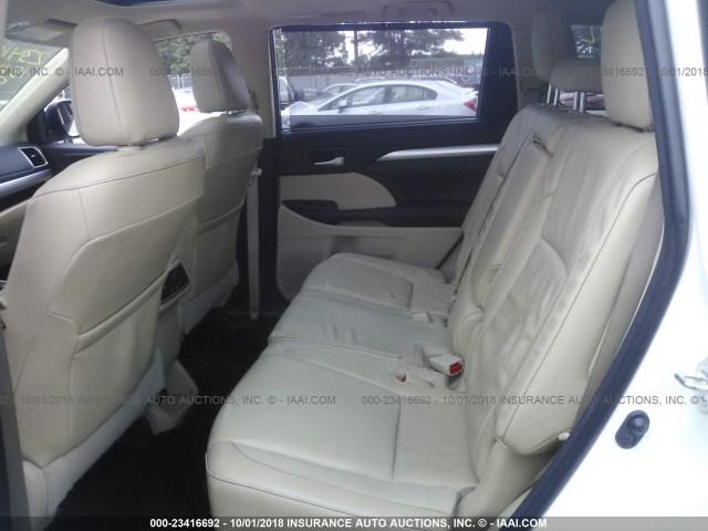5TDJKRFH2FS158491 - 2015 TOYOTA HIGHLANDER XLE თეთრი ფოტო 8
