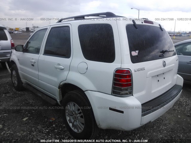 4M2YU57166KJ10500 - 2006 MERCURY MARINER WHITE photo 3