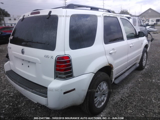 4M2YU57166KJ10500 - 2006 MERCURY MARINER WHITE photo 4