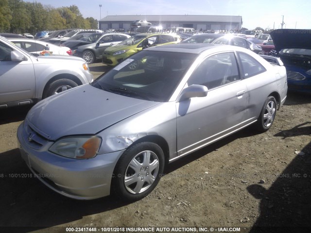 1HGEM22932L015631 - 2002 HONDA CIVIC EX SILVER photo 2