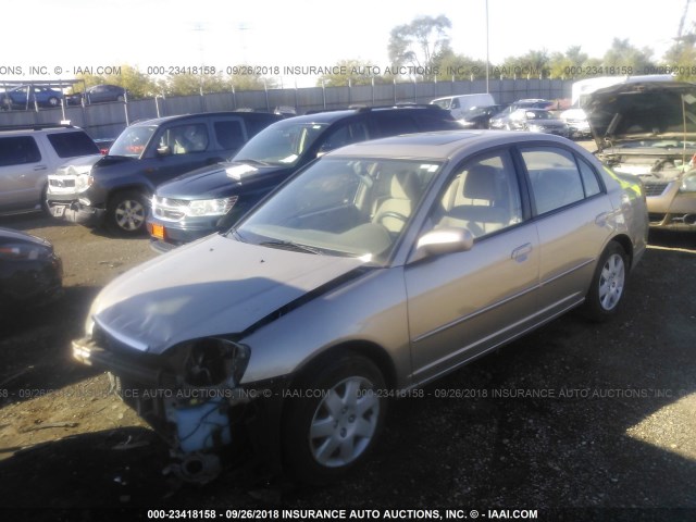 1HGES26791L017655 - 2001 HONDA CIVIC EX GOLD photo 2