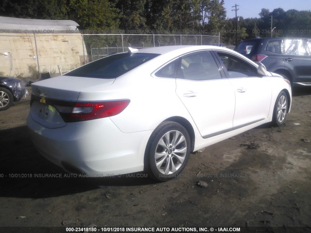 KMHFG4JG4EA385942 - 2014 HYUNDAI AZERA WHITE photo 4