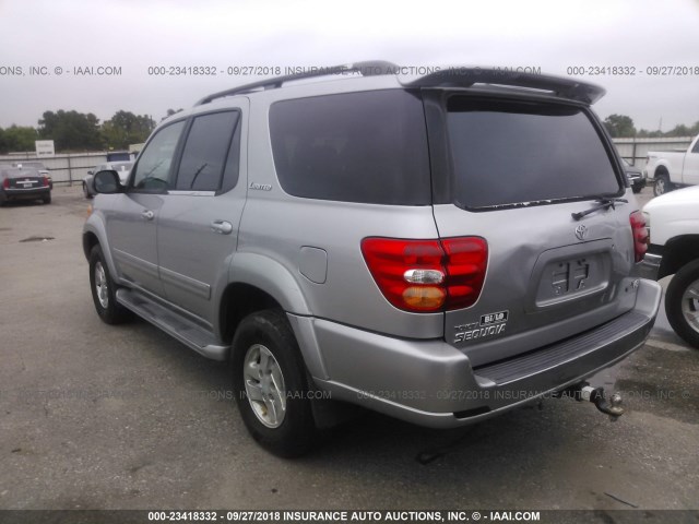 5TDZT38A52S067528 - 2002 TOYOTA SEQUOIA LIMITED SILVER photo 3