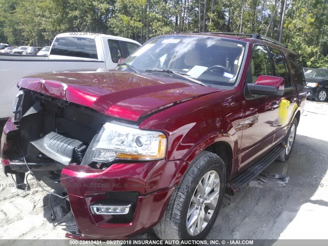 1FMJU1KT9HEA74257 - 2017 FORD EXPEDITION LIMITED MAROON photo 2