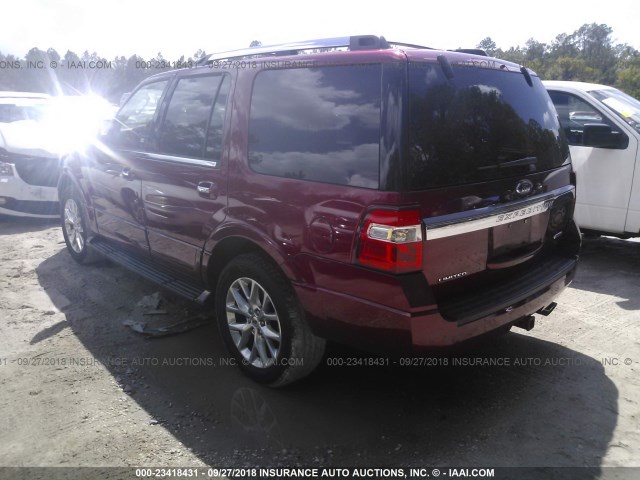 1FMJU1KT9HEA74257 - 2017 FORD EXPEDITION LIMITED MAROON photo 3