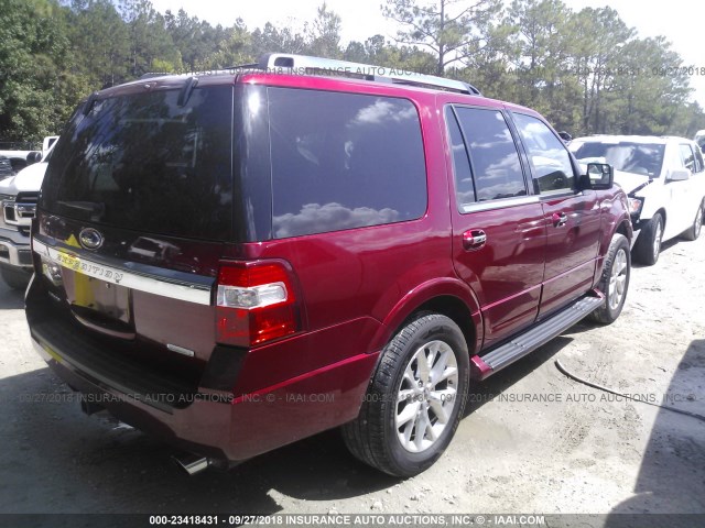 1FMJU1KT9HEA74257 - 2017 FORD EXPEDITION LIMITED MAROON photo 4