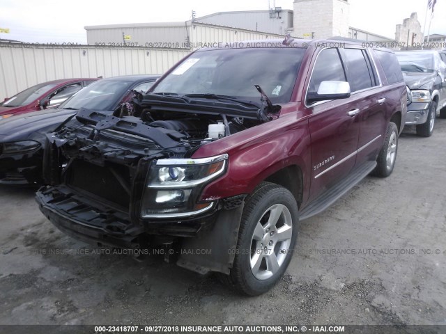 1GNSKHKC7GR153495 - 2016 CHEVROLET SUBURBAN K1500 LT MAROON photo 2