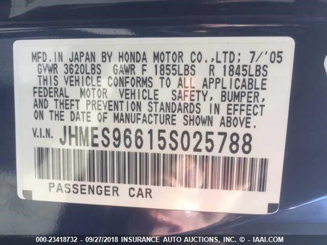 JHMES96615S025788 - 2005 HONDA CIVIC HYBRID Unknown photo 9