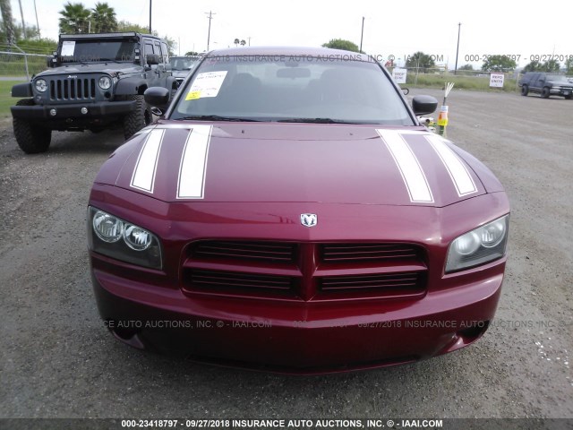 2B3KA43R06H238007 - 2006 DODGE CHARGER SE/SXT RED photo 6