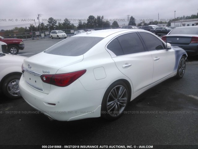 JN1AV7AR9EM702378 - 2014 INFINITI Q50 HYBRID PREMIUM/SPORT WHITE photo 4