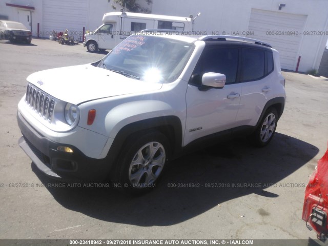 ZACCJADT6FPC11209 - 2015 JEEP RENEGADE LIMITED WHITE photo 2