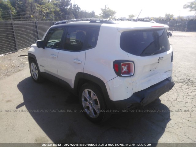 ZACCJADT6FPC11209 - 2015 JEEP RENEGADE LIMITED WHITE photo 3