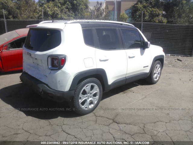 ZACCJADT6FPC11209 - 2015 JEEP RENEGADE LIMITED WHITE photo 4