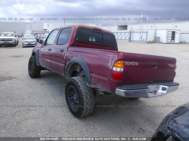 5TEGM92N32Z012565 - 2002 TOYOTA TACOMA DOUBLE CAB PRERUNNER RED photo 3