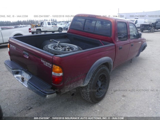 5TEGM92N32Z012565 - 2002 TOYOTA TACOMA DOUBLE CAB PRERUNNER RED photo 4