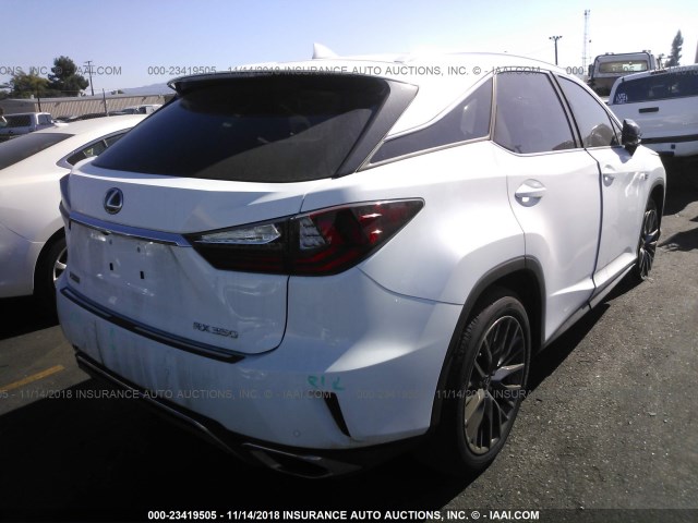 2T2BZMCA9HC125358 - 2017 LEXUS RX 350/BASE/F SPORT WHITE photo 4