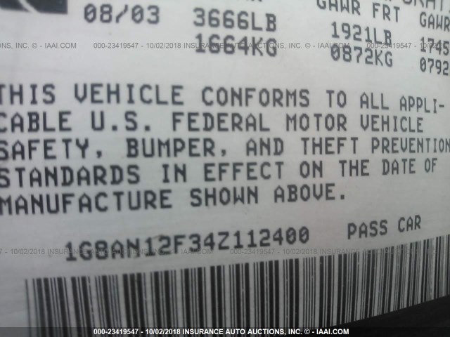 1G8AN12F34Z112400 - 2004 SATURN ION LEVEL 2 银色 照片 9