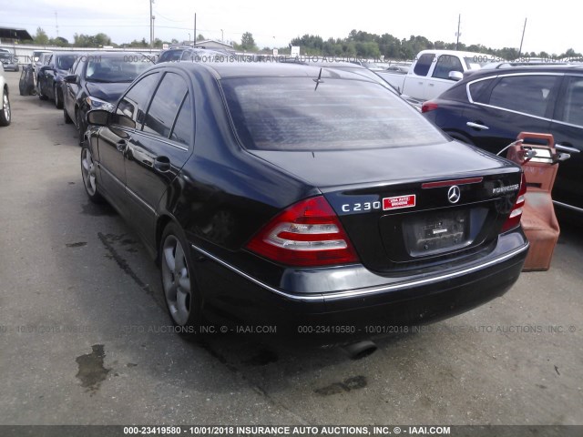 WDBRF40J05F715417 - 2005 MERCEDES-BENZ C 230K SPORT SEDAN BLACK photo 3