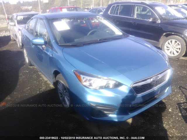 4S3GKAD67J3623712 - 2018 SUBARU IMPREZA PREMIUM PLUS BLUE photo 1