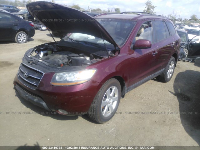 5NMSH13E28H225868 - 2008 HYUNDAI SANTA FE SE/LIMITED BURGUNDY photo 2