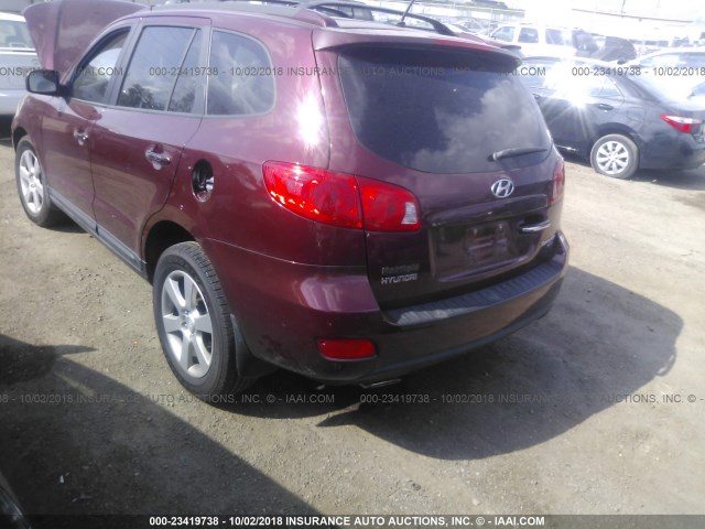 5NMSH13E28H225868 - 2008 HYUNDAI SANTA FE SE/LIMITED BURGUNDY photo 3