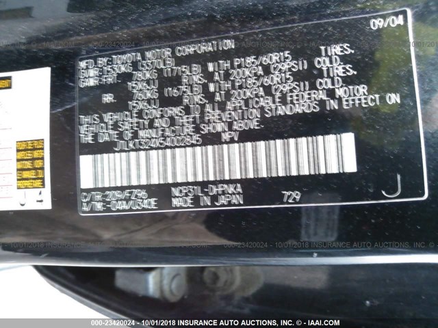 JTLKT324X54002845 - 2005 TOYOTA SCION XB Қара фото 9