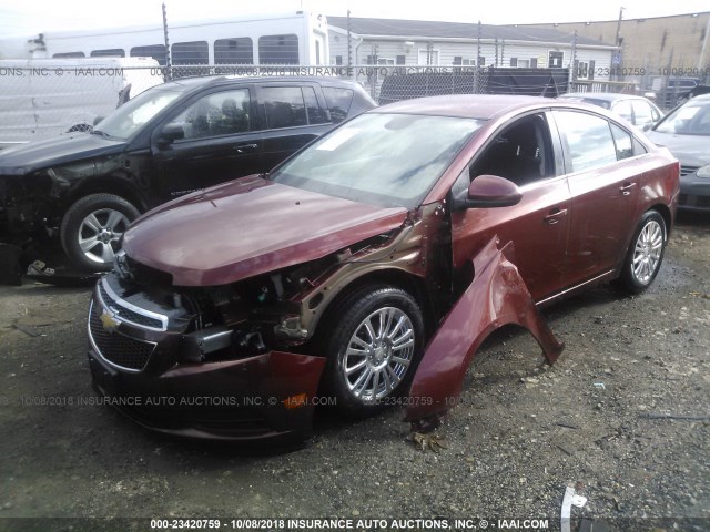 1G1PH5SB1D7101623 - 2013 CHEVROLET CRUZE ECO RED photo 2