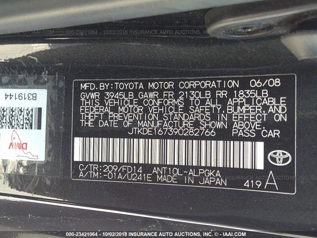 JTKDE167390282766 - 2009 TOYOTA SCION TC 黑色 照片 9