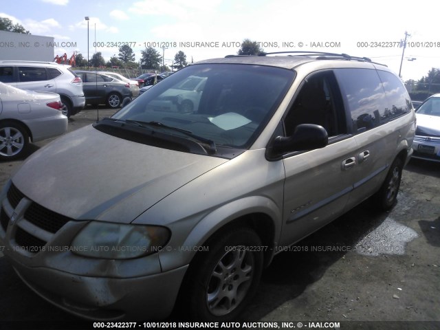 2B4GP74L81R281119 - 2001 DODGE GRAND CARAVAN EX GOLD photo 2