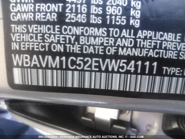 WBAVM1C52EVW54111 - 2014 BMW X1 SDRIVE28I TAN photo 9