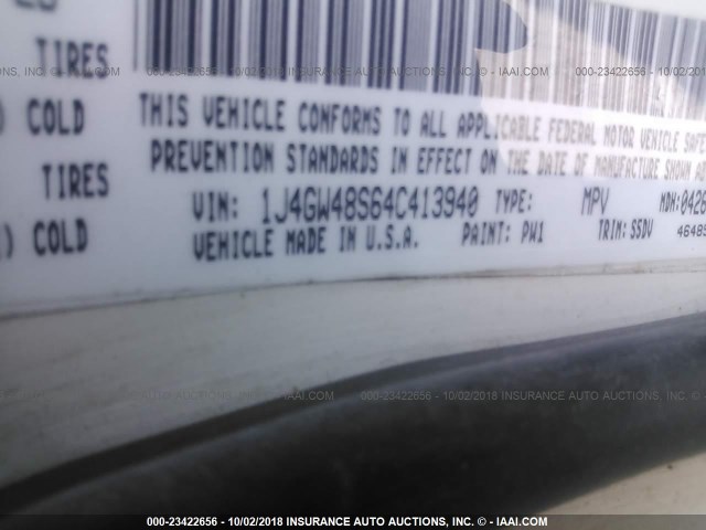 1J4GW48S64C413940 - 2004 JEEP GRAND CHEROKEE LAREDO/COLUMBIA/FREEDOM 白色 照片 9