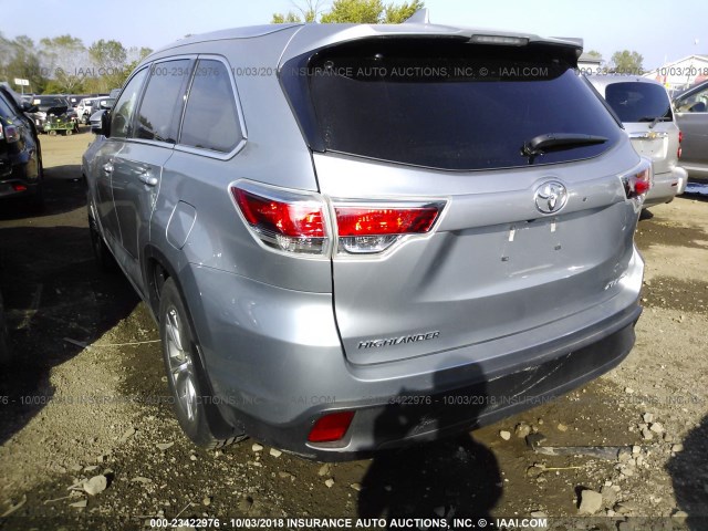 5TDJKRFH9FS139470 - 2015 TOYOTA HIGHLANDER XLE SILVER photo 3