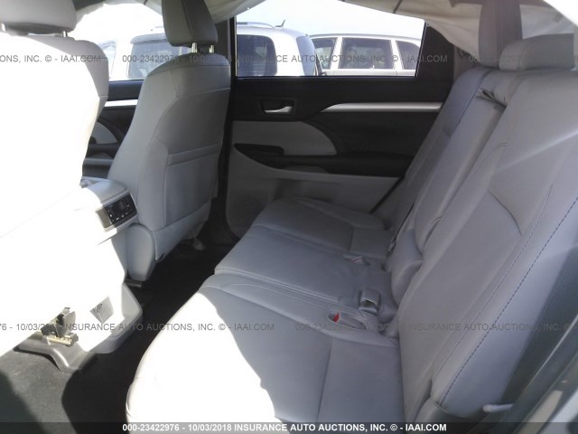 5TDJKRFH9FS139470 - 2015 TOYOTA HIGHLANDER XLE ვერცხლისფერი ფოტო 8