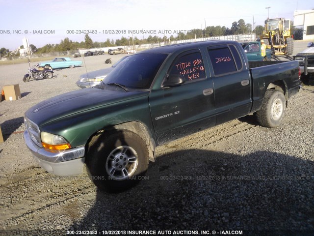 1B7GL2AN71S179915 - 2001 DODGE DAKOTA QUAD GREEN photo 2