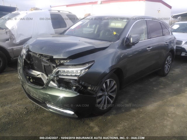 5FRYD4H43EB034611 - 2014 ACURA MDX TECHNOLOGY GRAY photo 2