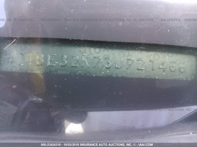 4T1BE32K73U721466 - 2003 TOYOTA CAMRY LE/XLE/SE SILVER photo 9