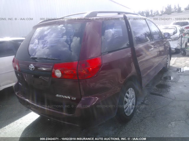 5TDZA23C56S532940 - 2006 TOYOTA SIENNA CE/LE RED photo 4