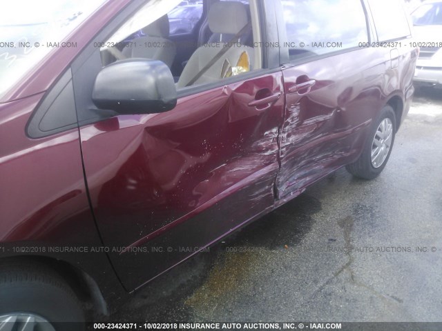 5TDZA23C56S532940 - 2006 TOYOTA SIENNA CE/LE RED photo 6