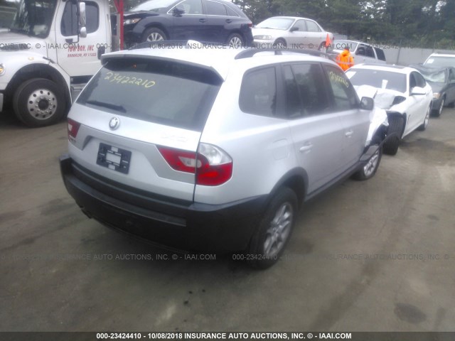 WBXPA73474WC39816 - 2004 BMW X3 2.5I SILVER photo 4