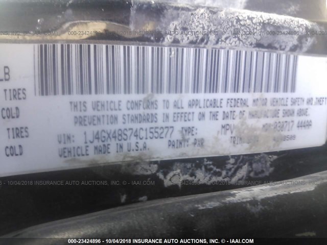 1J4GX48S74C155277 - 2004 JEEP GRAND CHEROKEE LAREDO/COLUMBIA/FREEDOM 黑色 照片 9