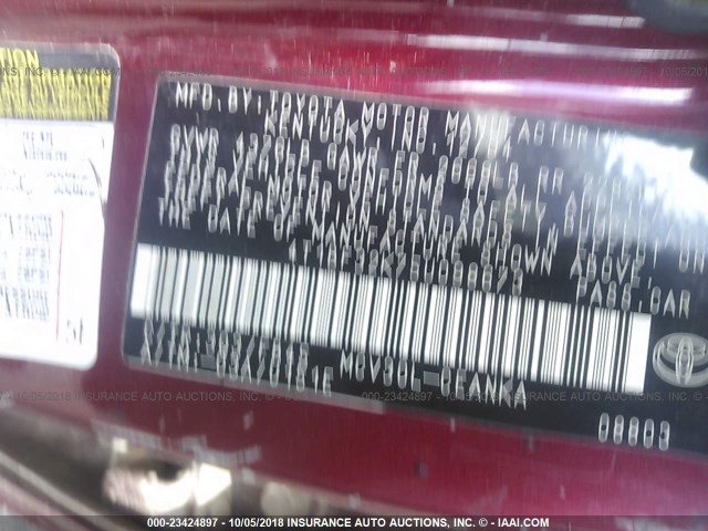 4T1BF32K75U098673 - 2005 TOYOTA CAMRY LE/XLE/SE MAROON photo 9