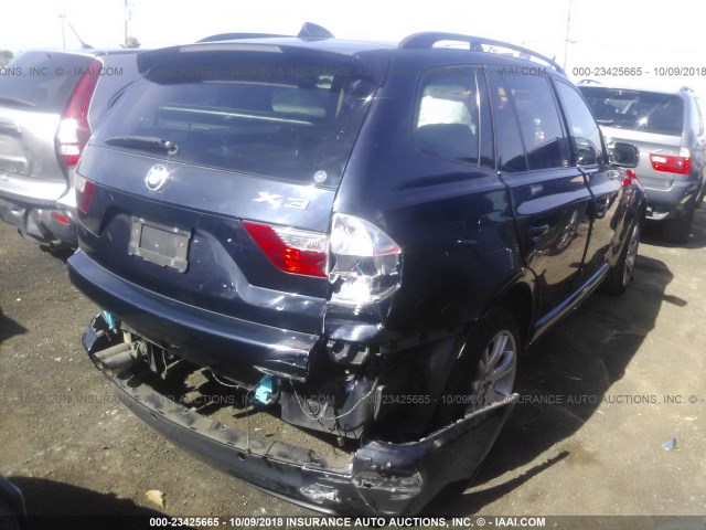 WBXPC93478WJ10113 - 2008 BMW X3 3.0SI BLUE photo 4